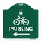 Signmission Parking W/ Lock Cycle & Left Arrow, Green & White Aluminum Sign, 18" x 18", GW-1818-23474 A-DES-GW-1818-23474 - alternate 1